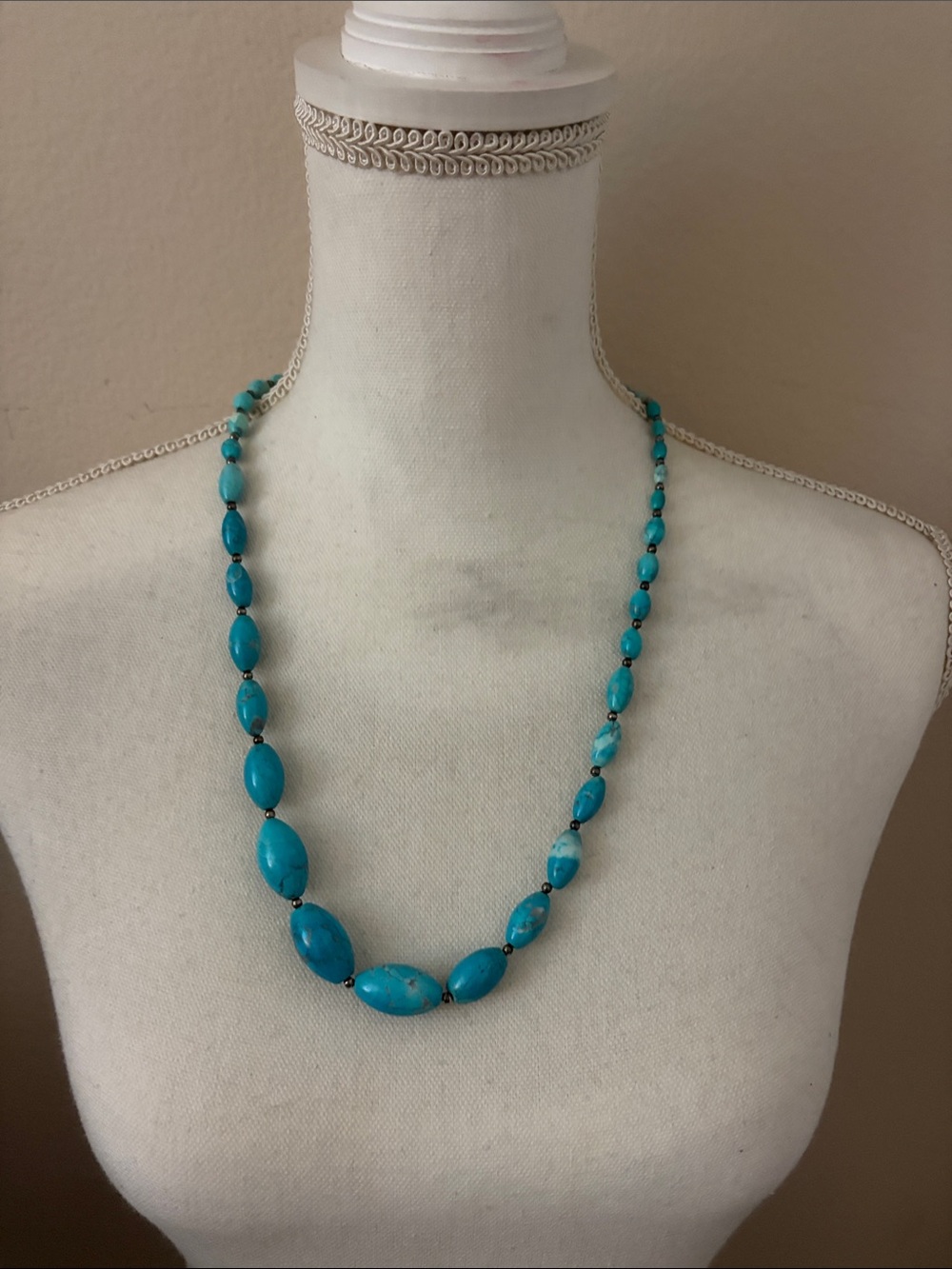 Turquoise Bead Strand Necklace - Women Jewelry